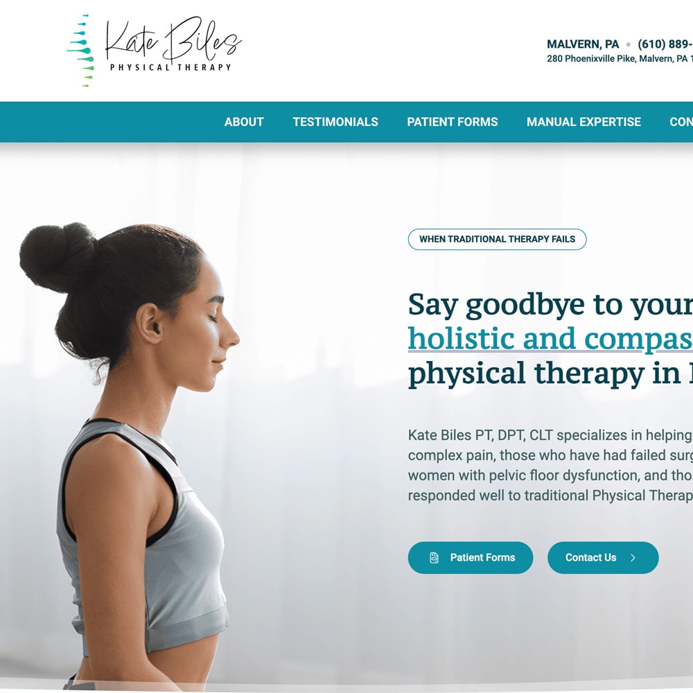 Kate Biles Physical Therapy Website Example